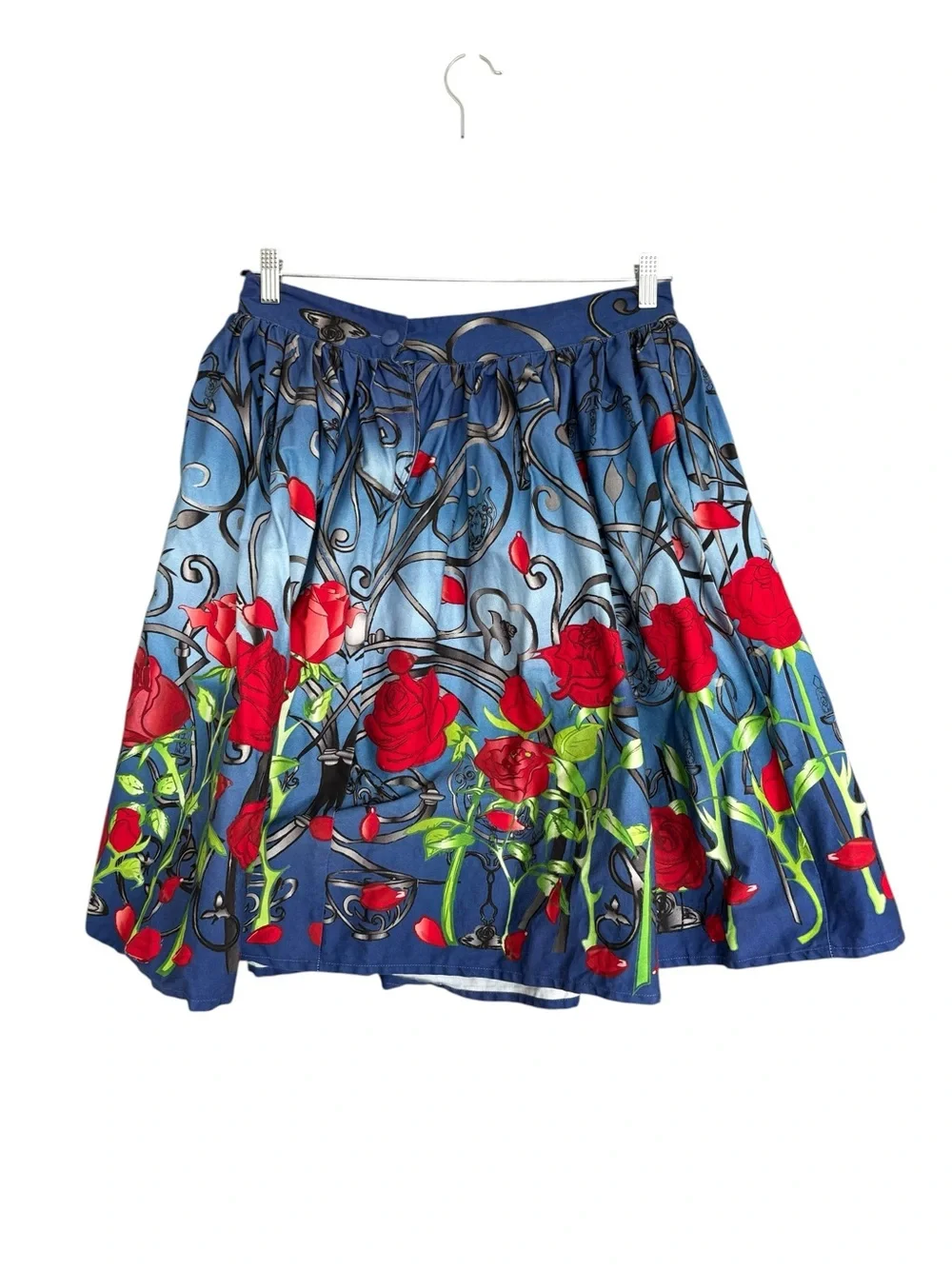 Unique Vintage Beauty and the Beast Rose Print Skater Skirt XL - Picture 5 of 7